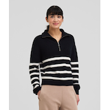 Ripzone Women's Eliza Knitted 1/4 Zip Quarter Sweater Front_Flat