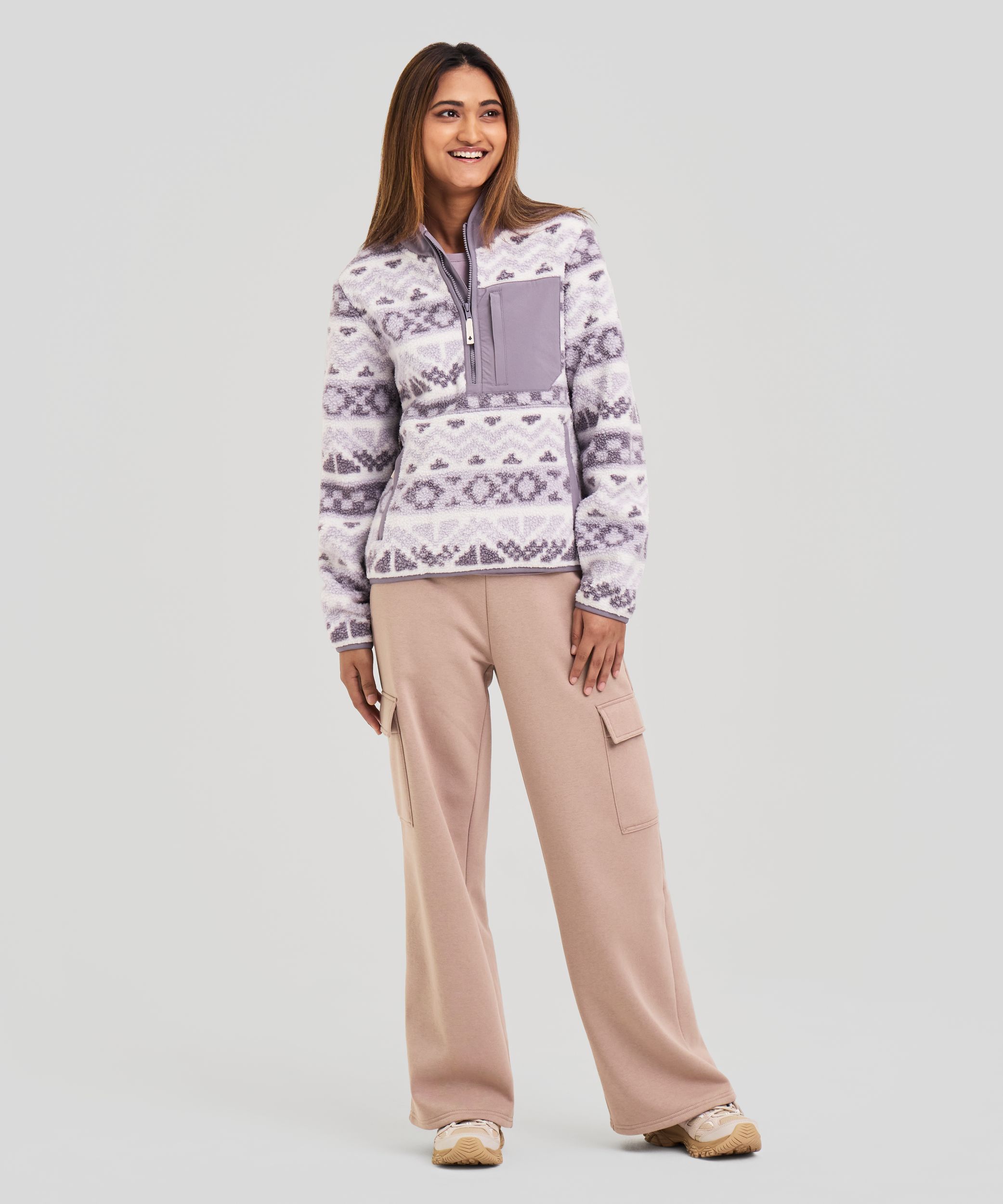 Woods Women's Sherpa Fleece 1/4 Zip Long Sleeve Top
