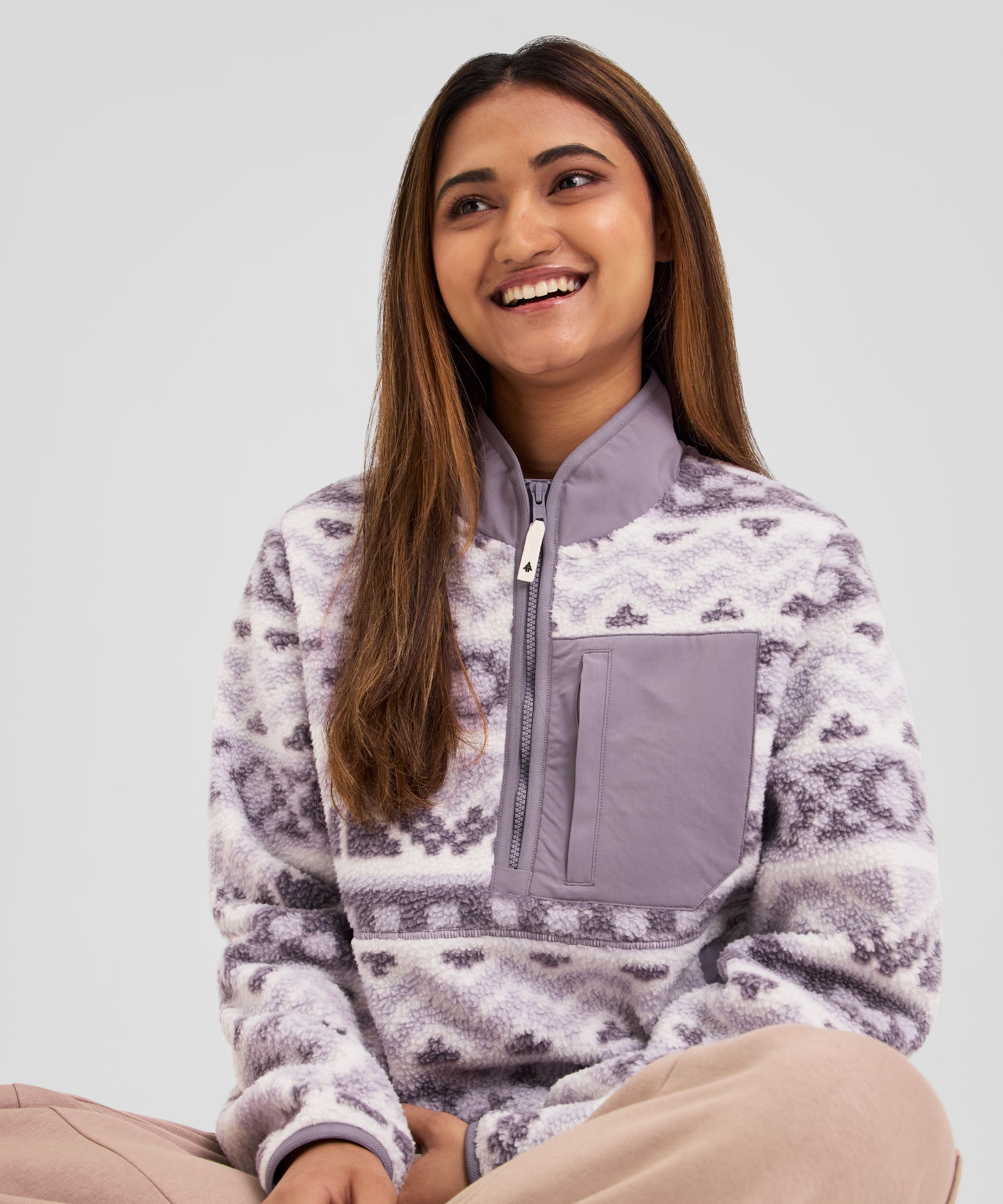 Woods Women's Sherpa Fleece 1/4 Zip Long Sleeve Top