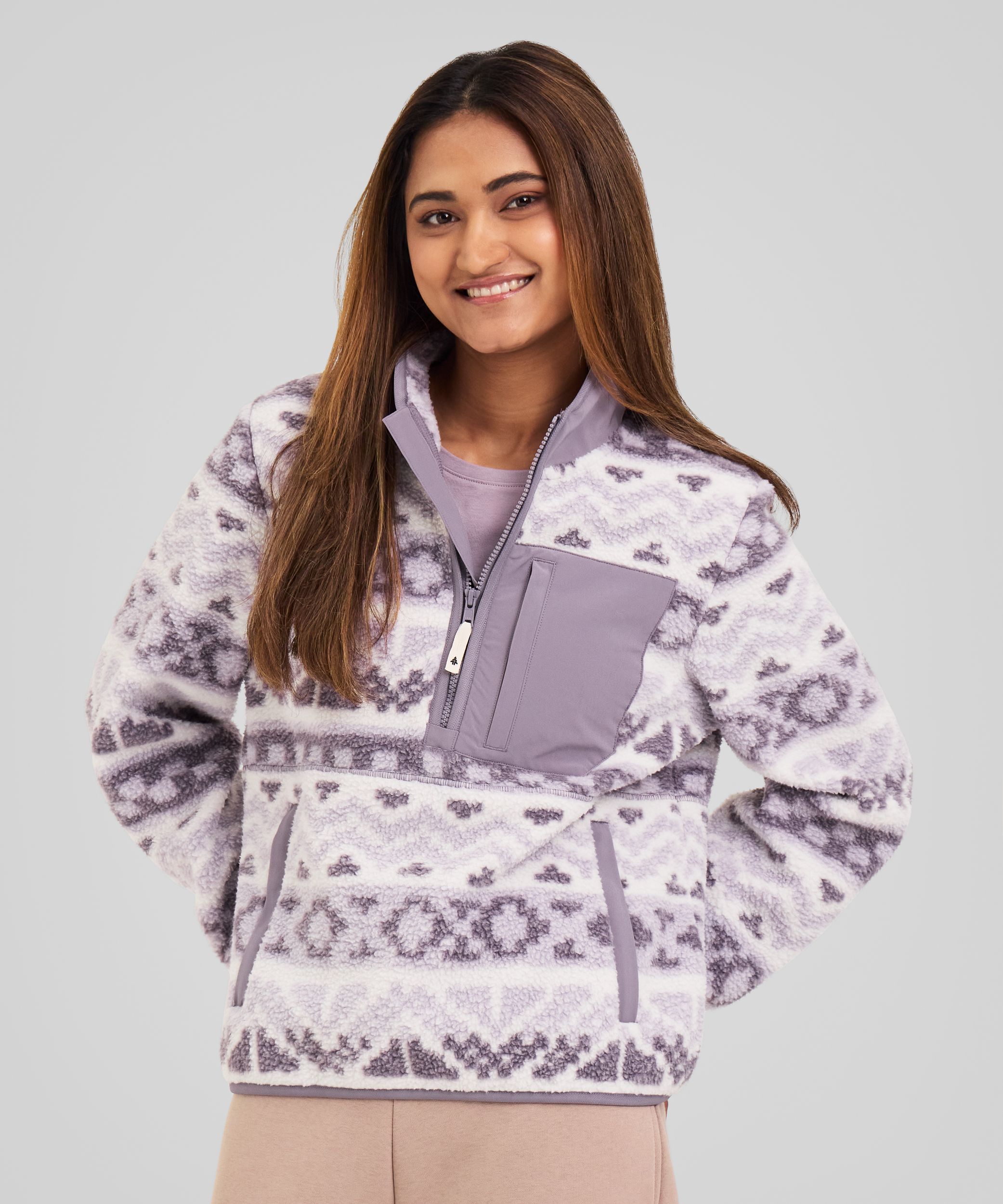 Woods Women's Sherpa Fleece 1/4 Zip Long Sleeve Top