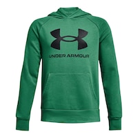 Under Armour Boys' Rival Hoodie, Kids', Pullover, Fleece, Lightweight, Kangaroo Pocket Front_Flat