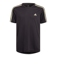 adidas Boys' 3-Stripe T Shirt, Kids, Crewneck, Quick Dry Front_Flat