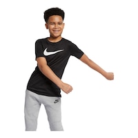 Nike Boys' Dri-FIT Legend Swoosh T Shirt, Kids, Crewneck, Quick Dry, Graphic Front_Flat