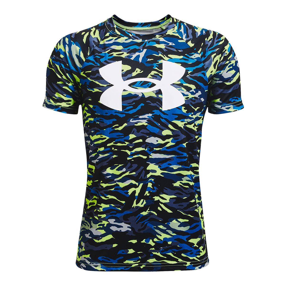 Under Armour Boys' Tech Big Logo Printed T Shirt, Kids, Crewneck, Quick Dry, Graphic
