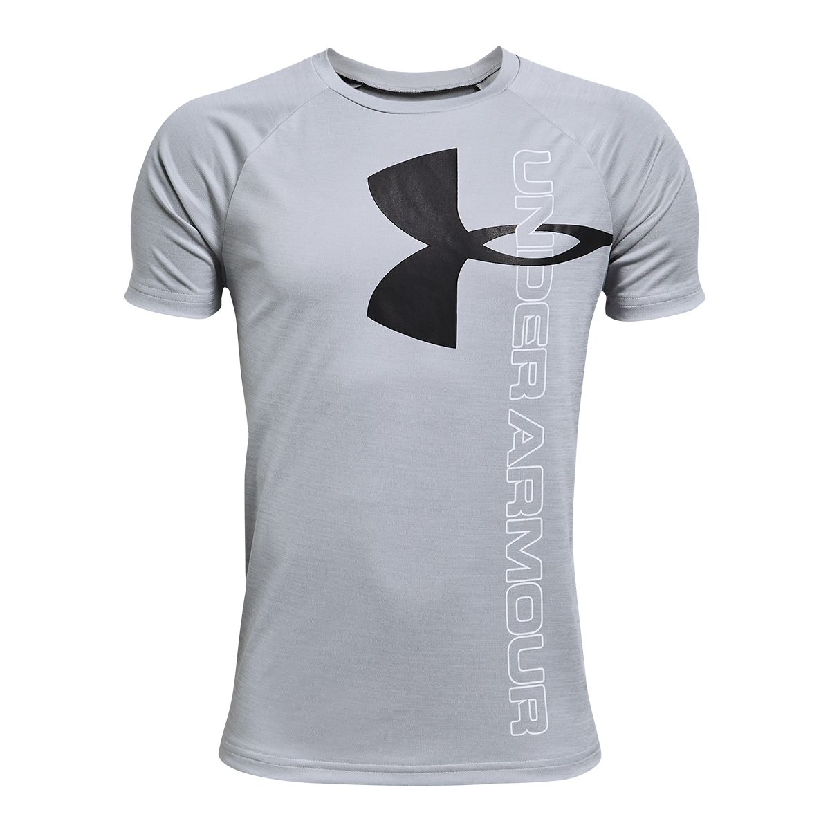 Under Armour Boys' Tech Split Logo Hybrid T Shirt, Kids, Crewneck