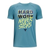 Under Armour Boys' Project Rock Tech Hardwork T Shirt, Kids, Crewneck, Quick Dry Front_Flat
