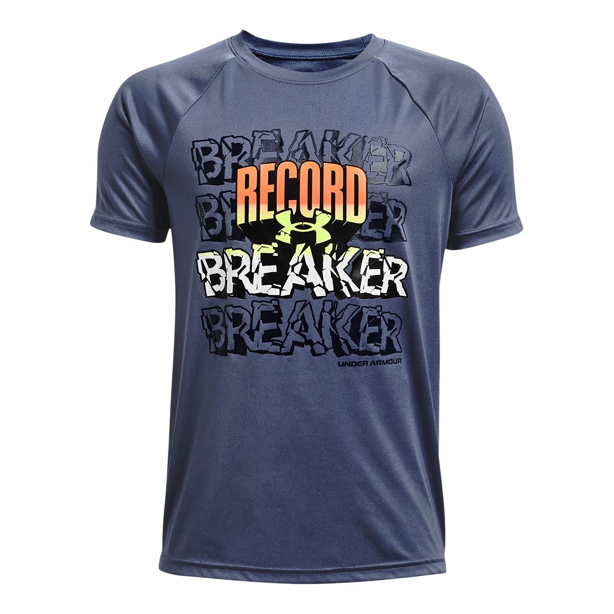 Under Armour Boys' Tech Record Breaker T Shirt, Kids, Crewneck, Quick Dry