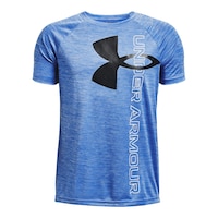 Under Armour Boys' Tech Split Logo Hybrid T Shirt Front_Flat