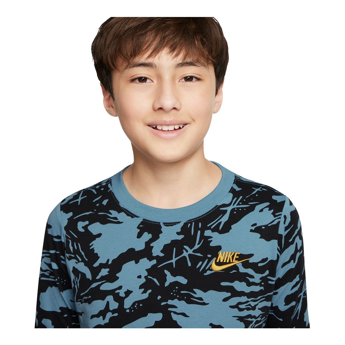 Nike Sportswear Boys' Camo Print Long Sleeve Shirt, Kids