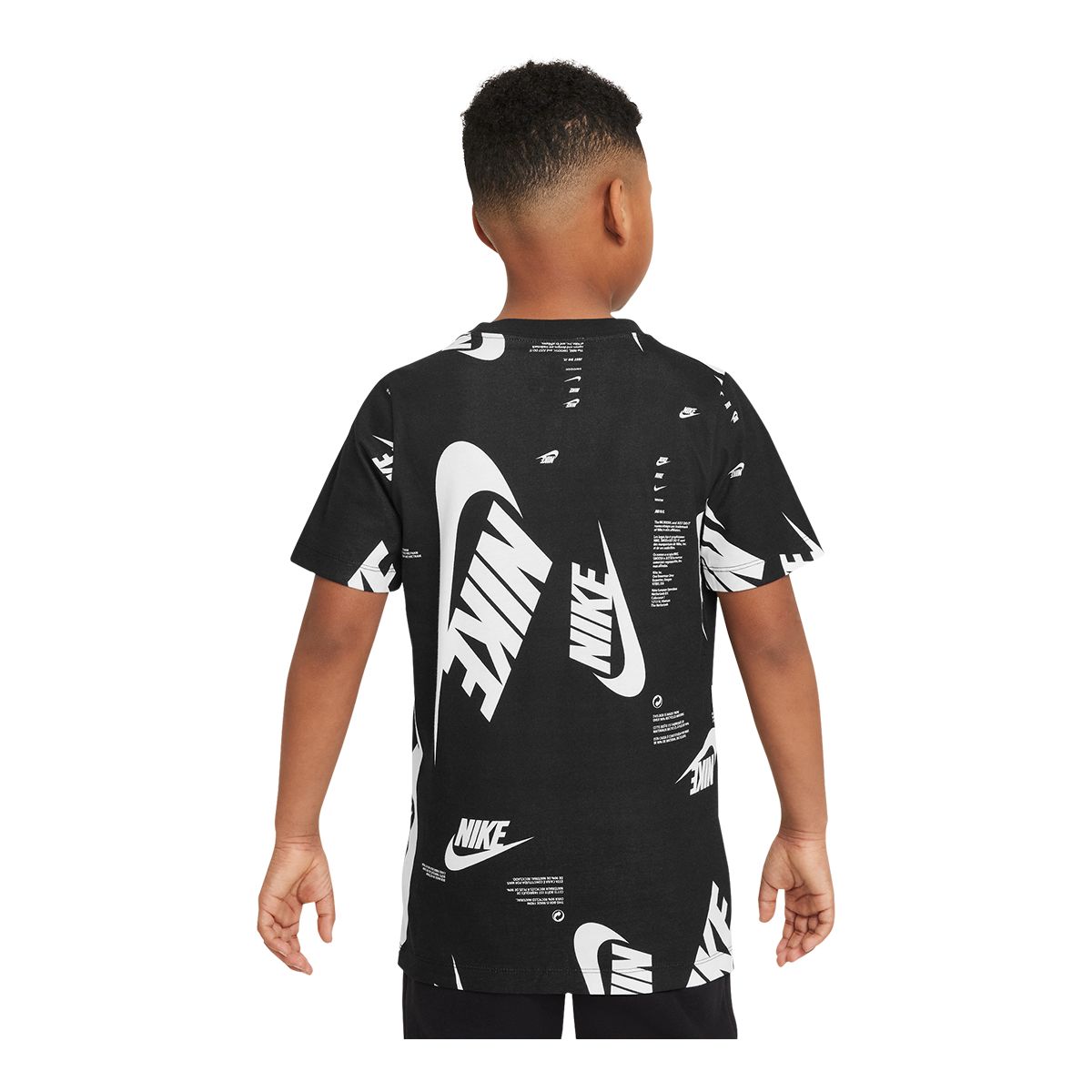 Nike Sportswear Boys' Brandmark All Over Print T Shirt, Kids', Crewneck, Cotton, Graphic