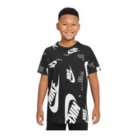 Nike Sportswear Boys' Brandmark All Over Print T Shirt, Kids', Crewneck, Cotton, Graphic Front_Flat