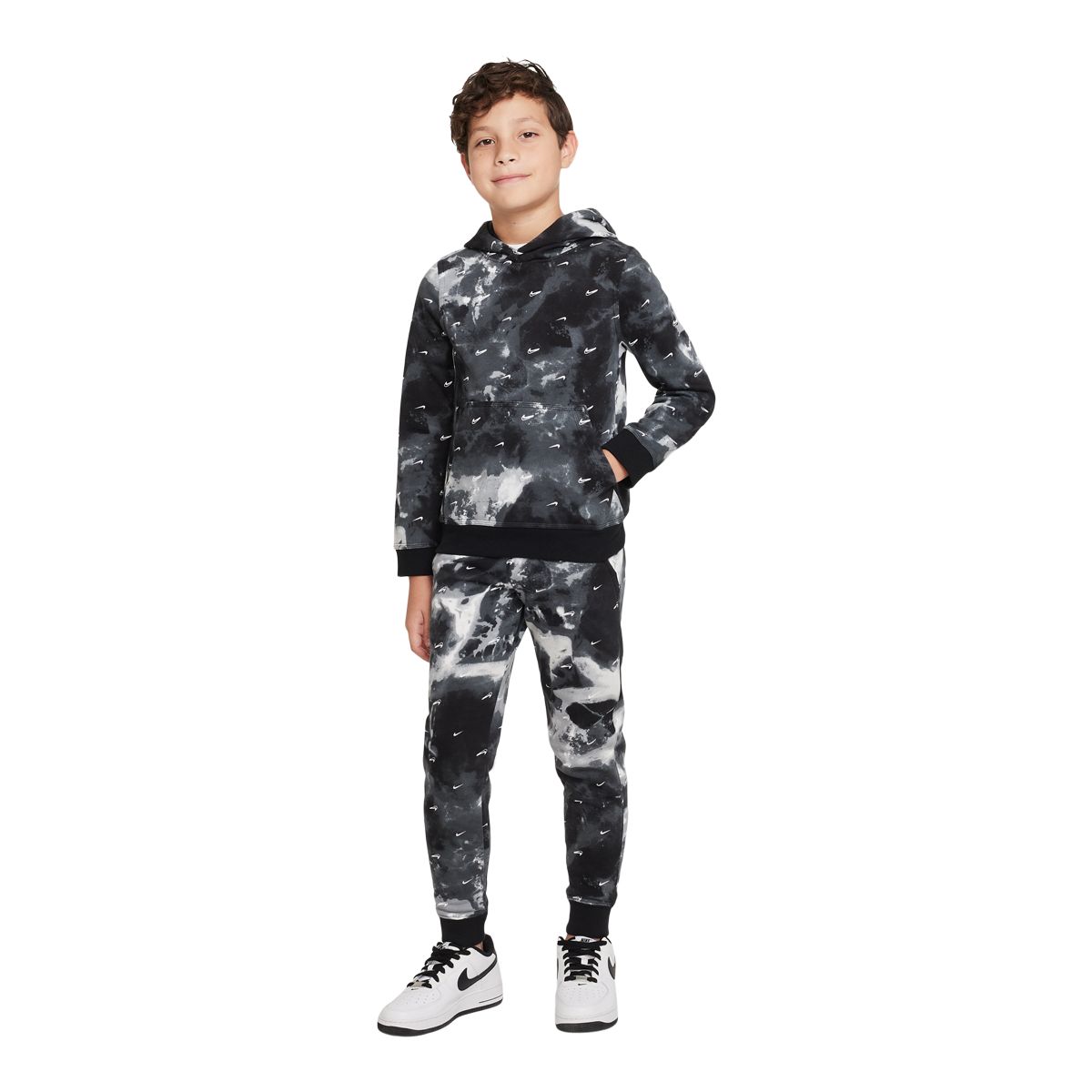 Nike Sportswear Boys' Club Fleece All Over Print Pullover Hoodie