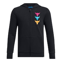 Under Armour Kids' Project Rock Full Zip Hoodie Front_Flat