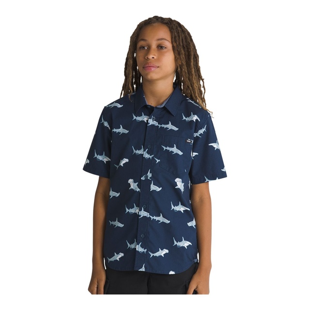 Vans Boys' Shark Fin Woven Button Up T Shirt