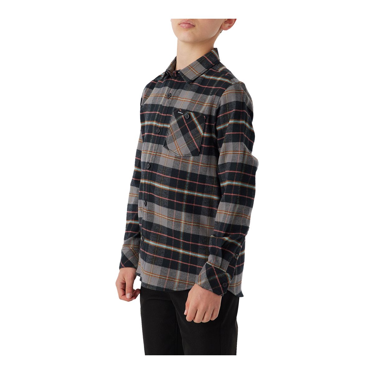 O'Neill Kids' RMD Plaid Stretch Flannel Long Sleeve Shirt