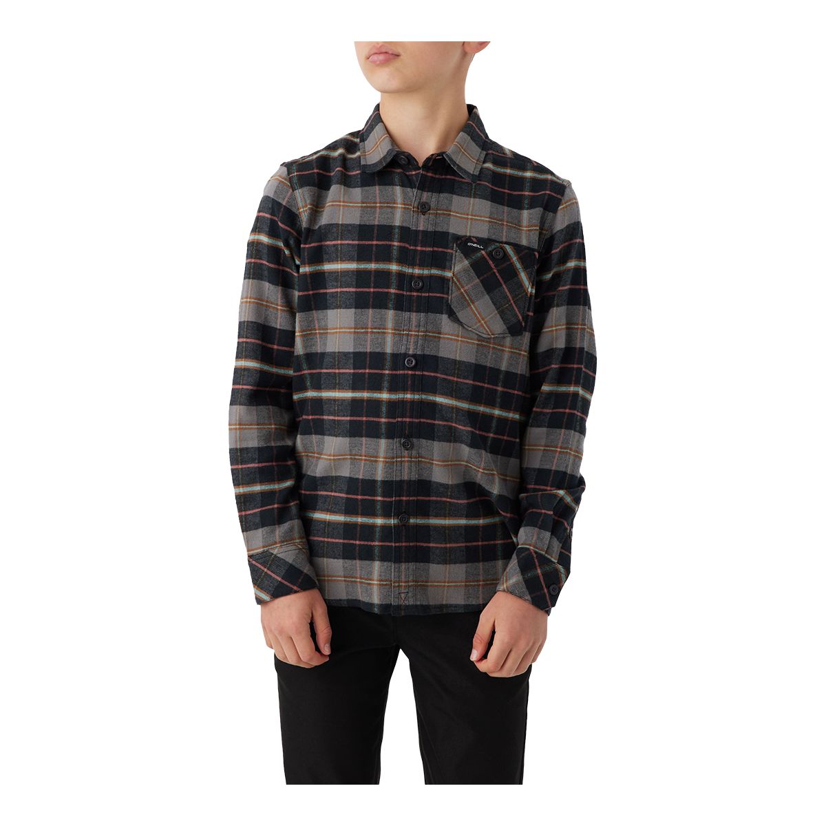 O'Neill Kids' RMD Plaid Stretch Flannel Long Sleeve Shirt