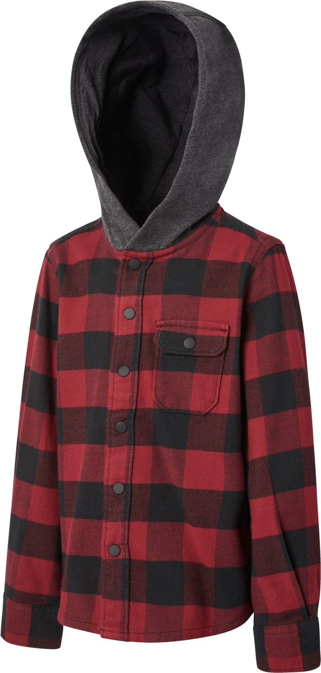 Ripzone Boys' Hideout Hooded Plaid Top