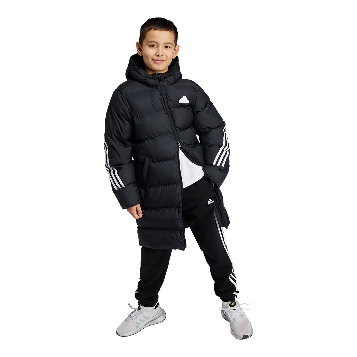 Long Padded Kids Adidas Padded Jacket ADICOLOR HOODED PADDED