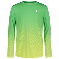 Under Armour Boys' Textured Logo UPF Long Sleeve Shirt Front_Flat