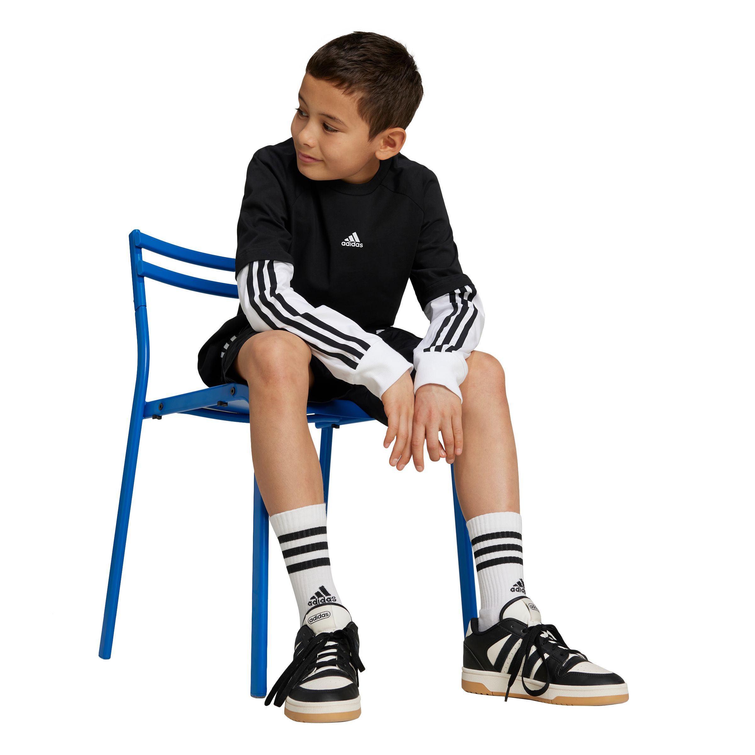 adidas Boys' 3-Stripe Jam Fooler Long Sleeve T Shirt