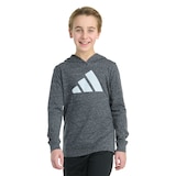 adidas Boys' Hooded Heather Long Sleeve Shirt Front_Flat