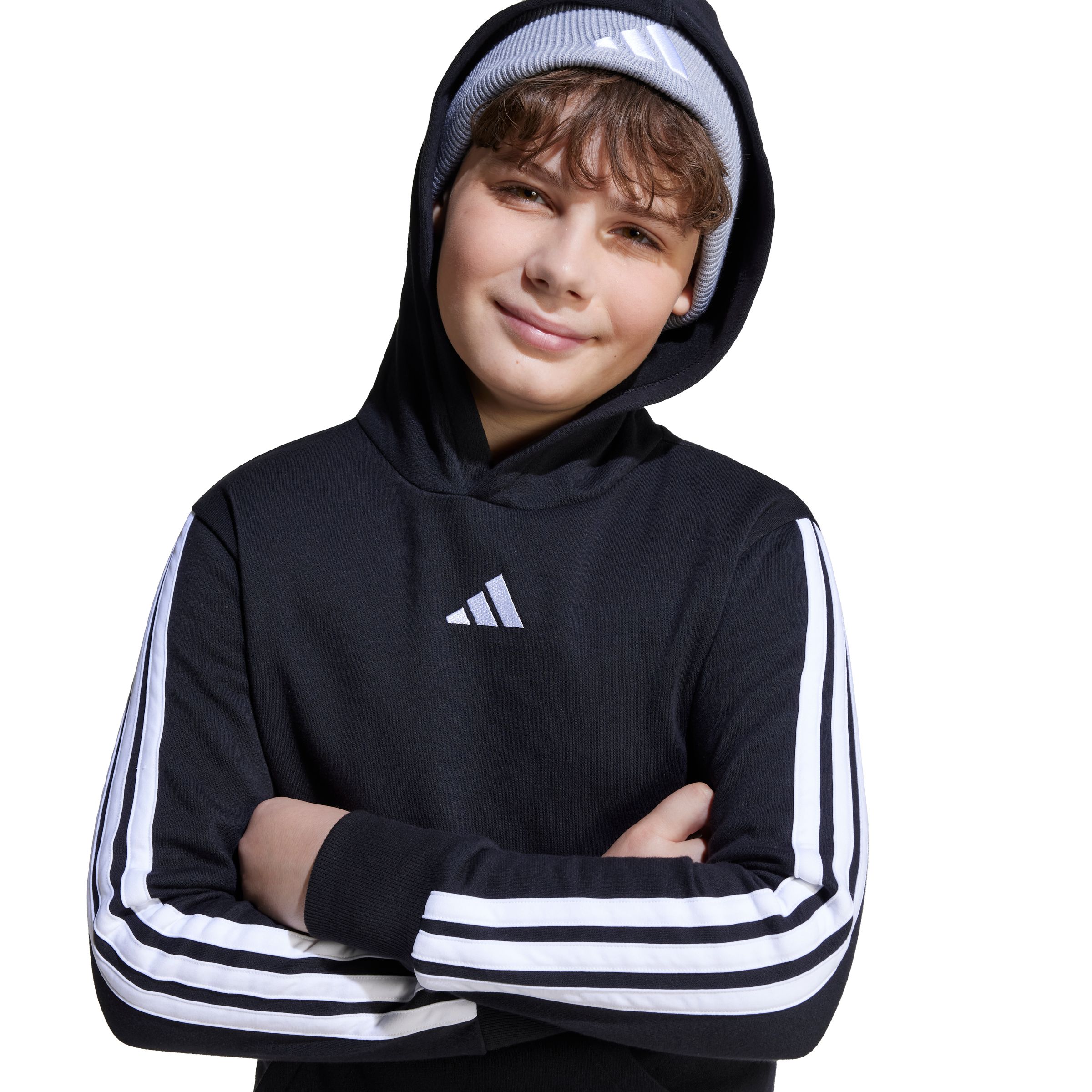 adidas Kids' 3-stripe Fleece Hoodie