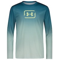 Under Armour Kids' Textured Logo UPF Long Sleeve Performance Shirt Front_Flat