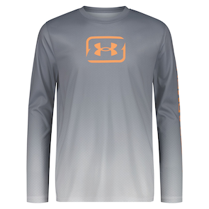 Under Armour Kids' Textured Logo UPF Long Sleeve Performance Shirt