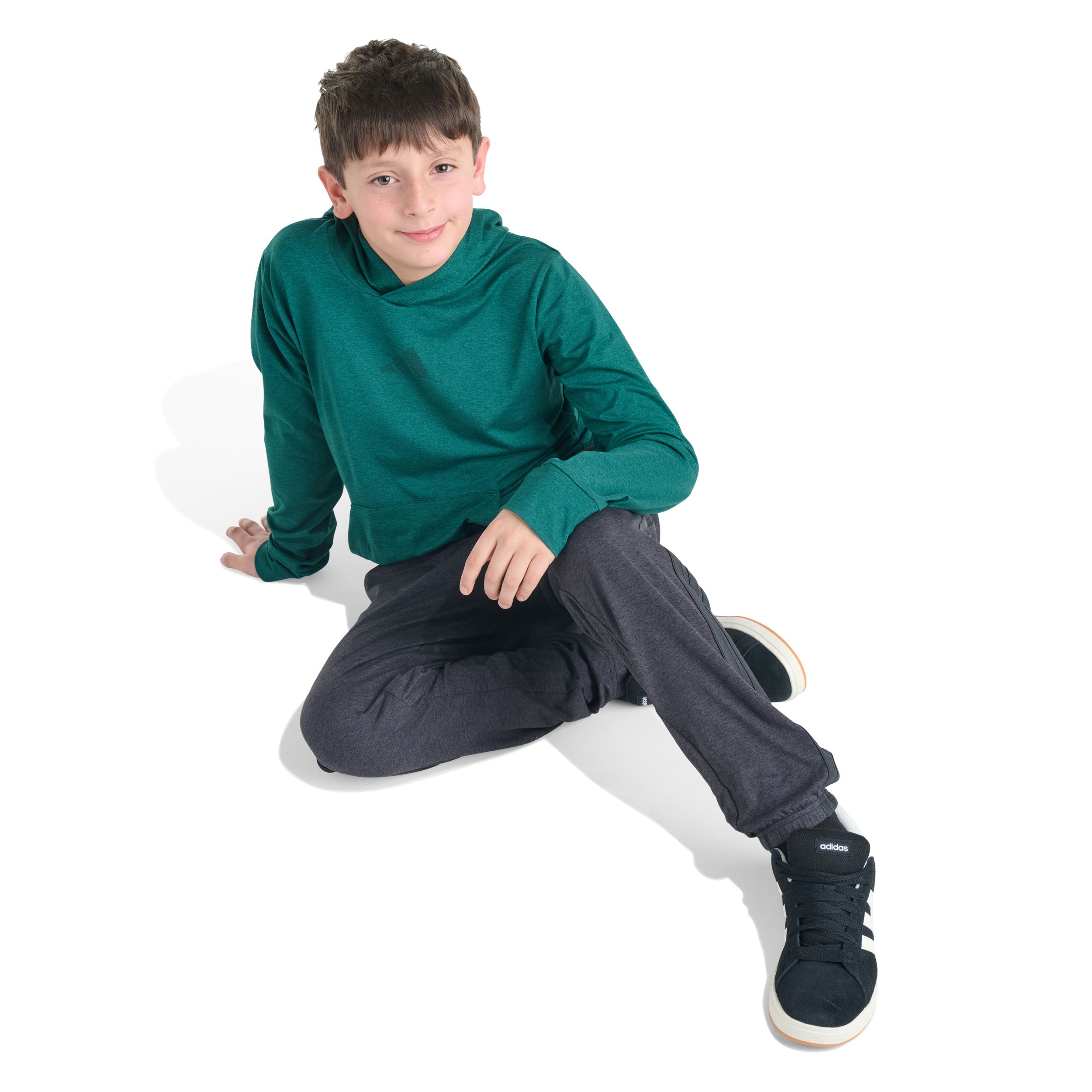 adidas Kids' Hooded Heather Long Sleeve Shirt
