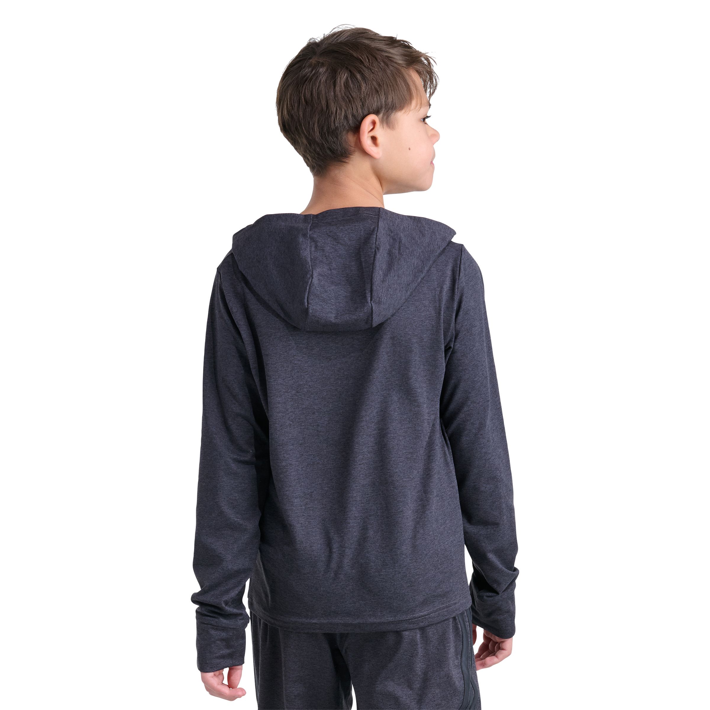 adidas Boys' Hooded Heather Long Sleeve Shirt