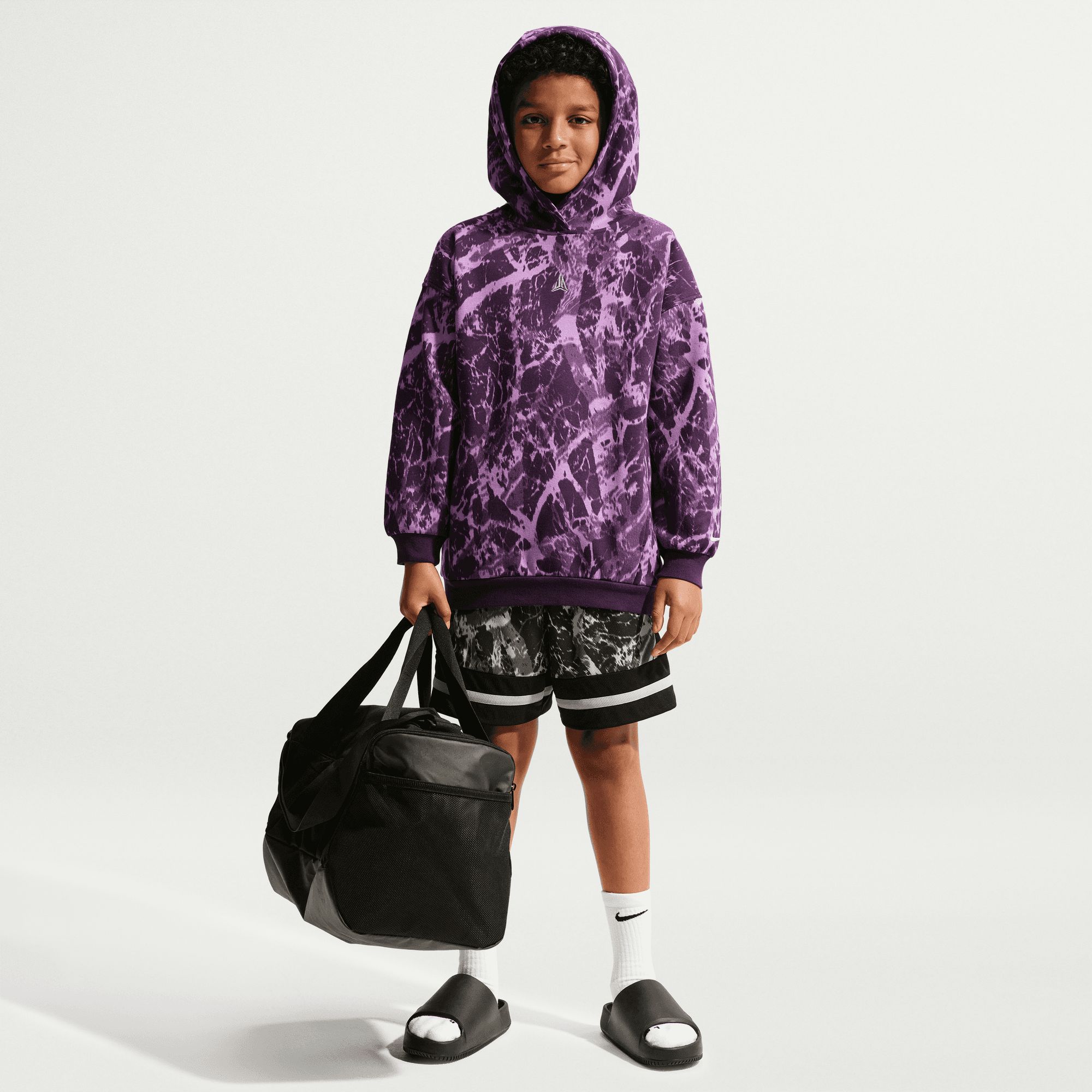 Nike Kids' Ja Morant Club Fleece All Over Print Hoodie