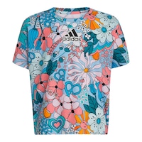 adidas Girls' Oversided All Over Print T Shirt Front_Flat