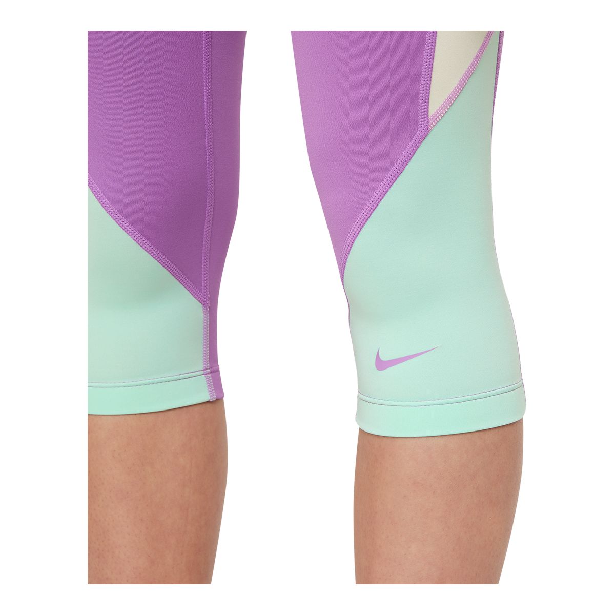 Nike Leggings Women's Large Pro Dri Fit Capri Neon Compression