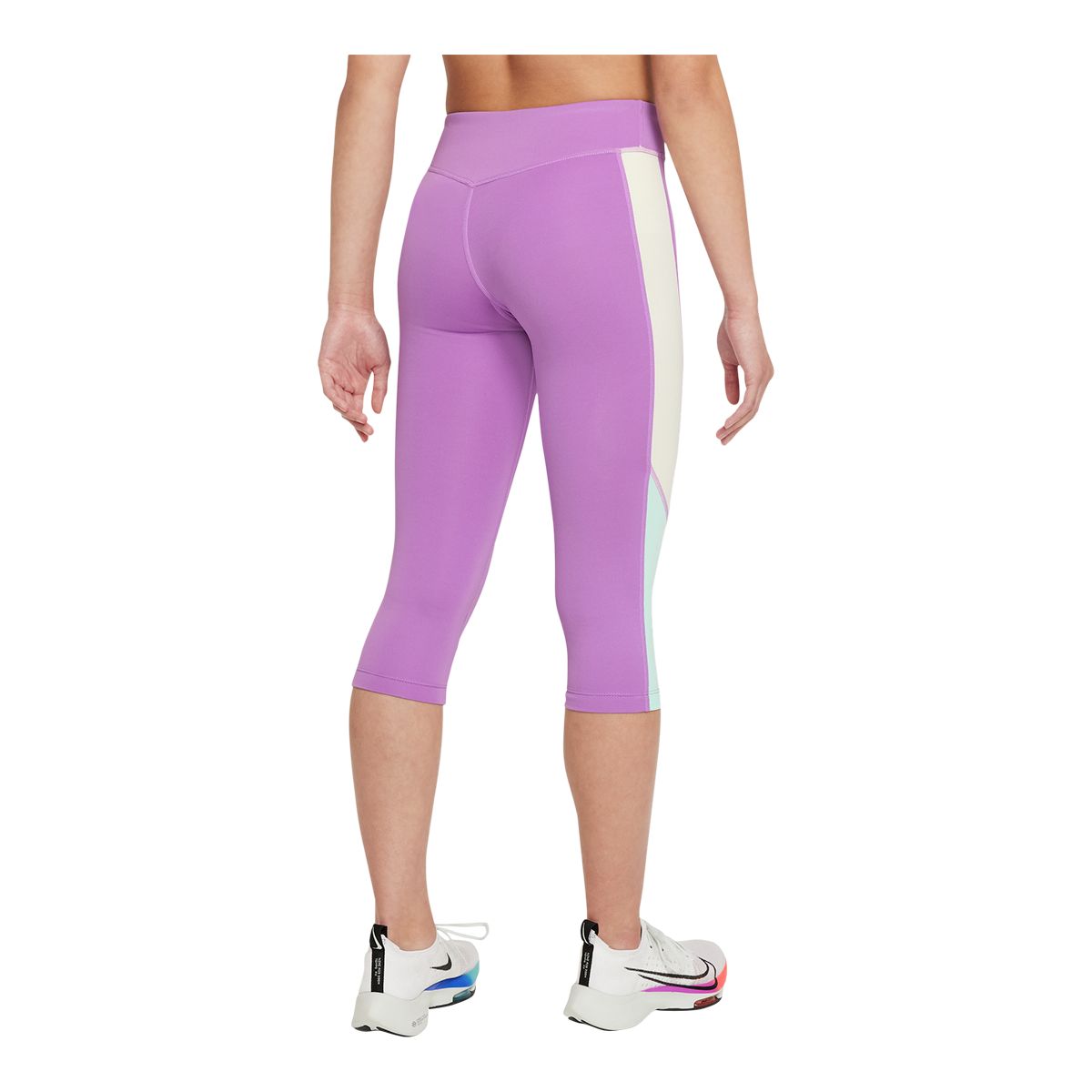 Nike Pro Girls Capri Leggings 727970-486 Purple Blue L Stretch