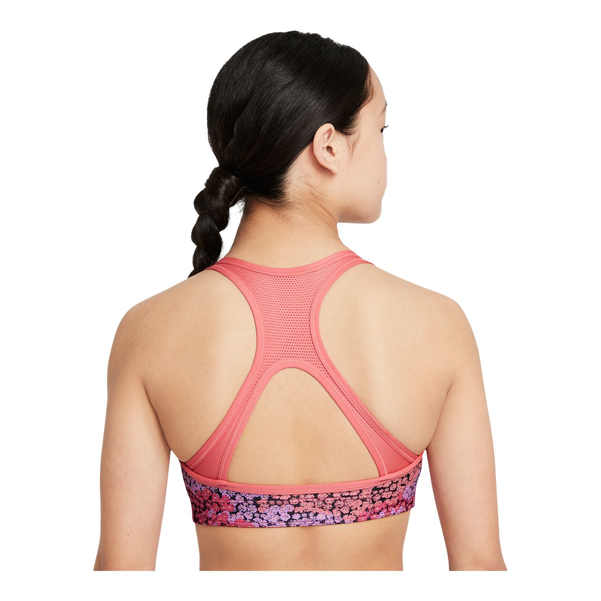 Nike Girls' Dri-FIT Swoosh All Over Print Reversible Sports Bra