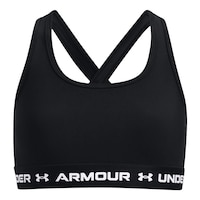 Under Armour Girls' Crossback Medium Solid Sun Protectionorts Bra Front_Flat