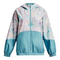 Under Armour Girls' Woven Printed Full Zip Jacket Front_Flat