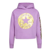 Converse Girl's 7-16 Years CT Script Shine Long Sleeve Cropped Hoodie Sweatshirt Front_Flat