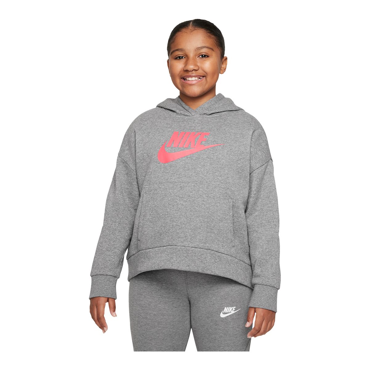 Nike Girls' Club Hoodie, Kids', Pullover, Fleece, Kangaroo Pocket