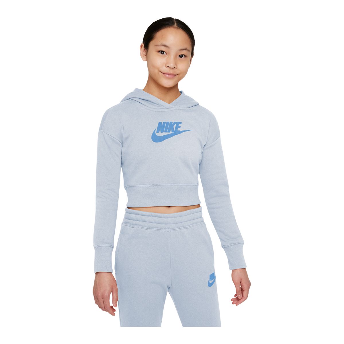 light blue nike cropped hoodie