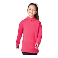 FWD Girls' Core Fleece Pullover Hooded Tunic Front_Flat