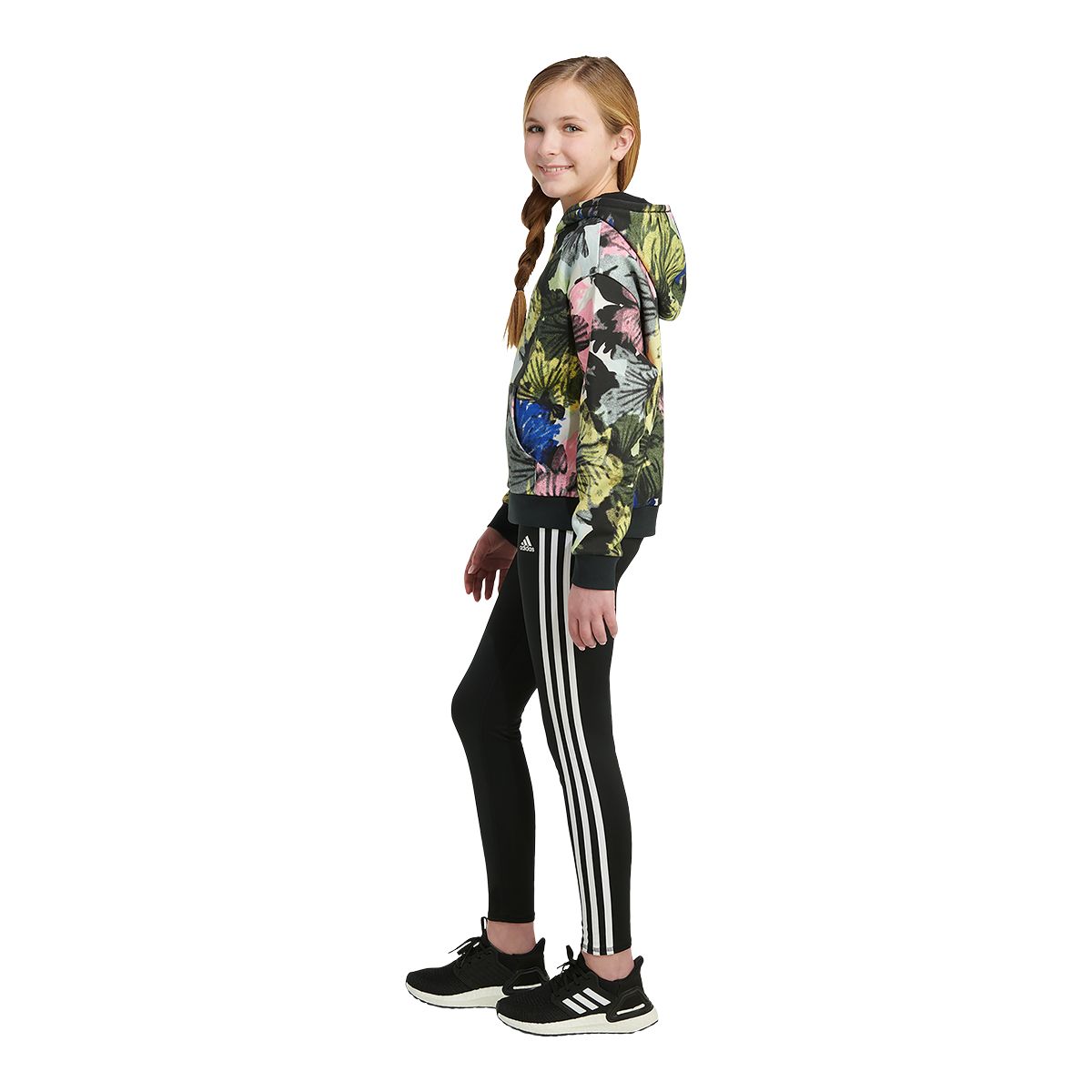 adidas Girls' All Over Print Fleece Hoodie
