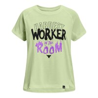 Under Armour Girls' Project Rock Hardest Worker T Shirt Front_Flat