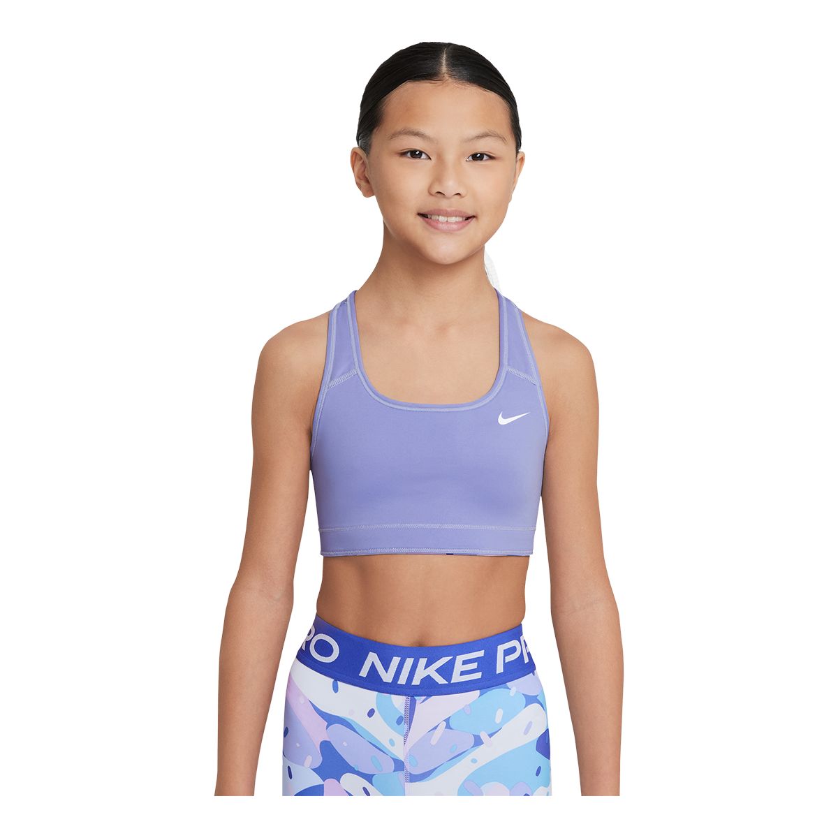 Nike Girls' Swoosh Camo Print Reversible Sports Bra