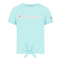 Champion Girls' Classic Script Tie Front T Shirt Front_Flat