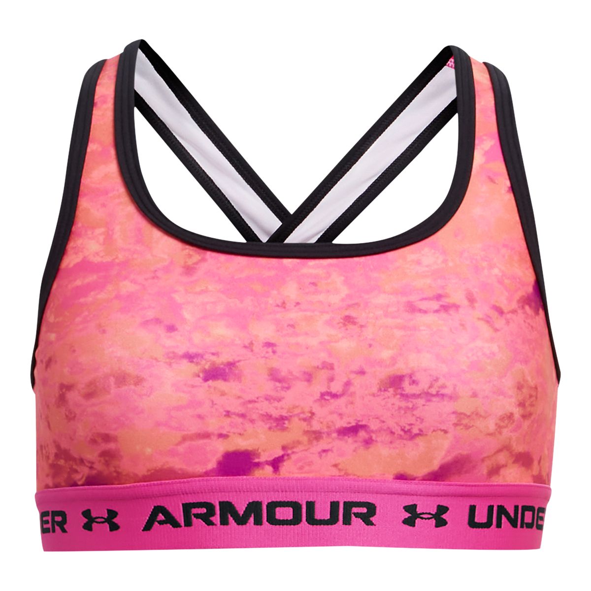 Under Armour Girls' Crossback Medium Printed Sports Bra