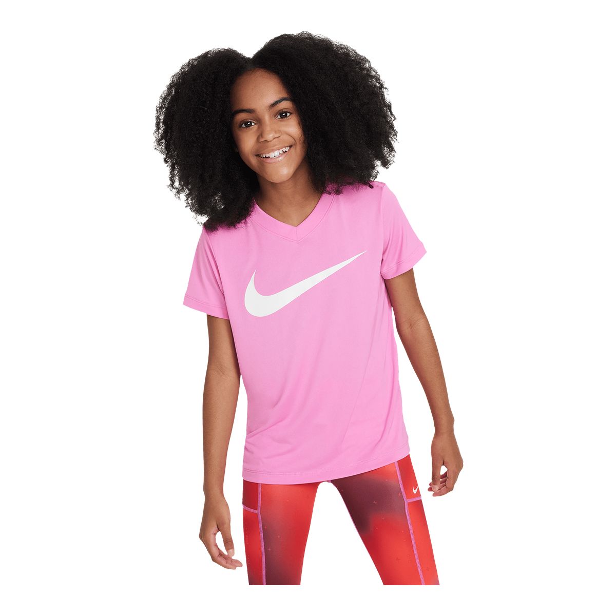 Image of Nike Girls' Dri-FIT V Neck Swoosh T Shirt
