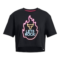 Under Armour Girls' Project Rock Campus Crop T Shirt Front_Flat