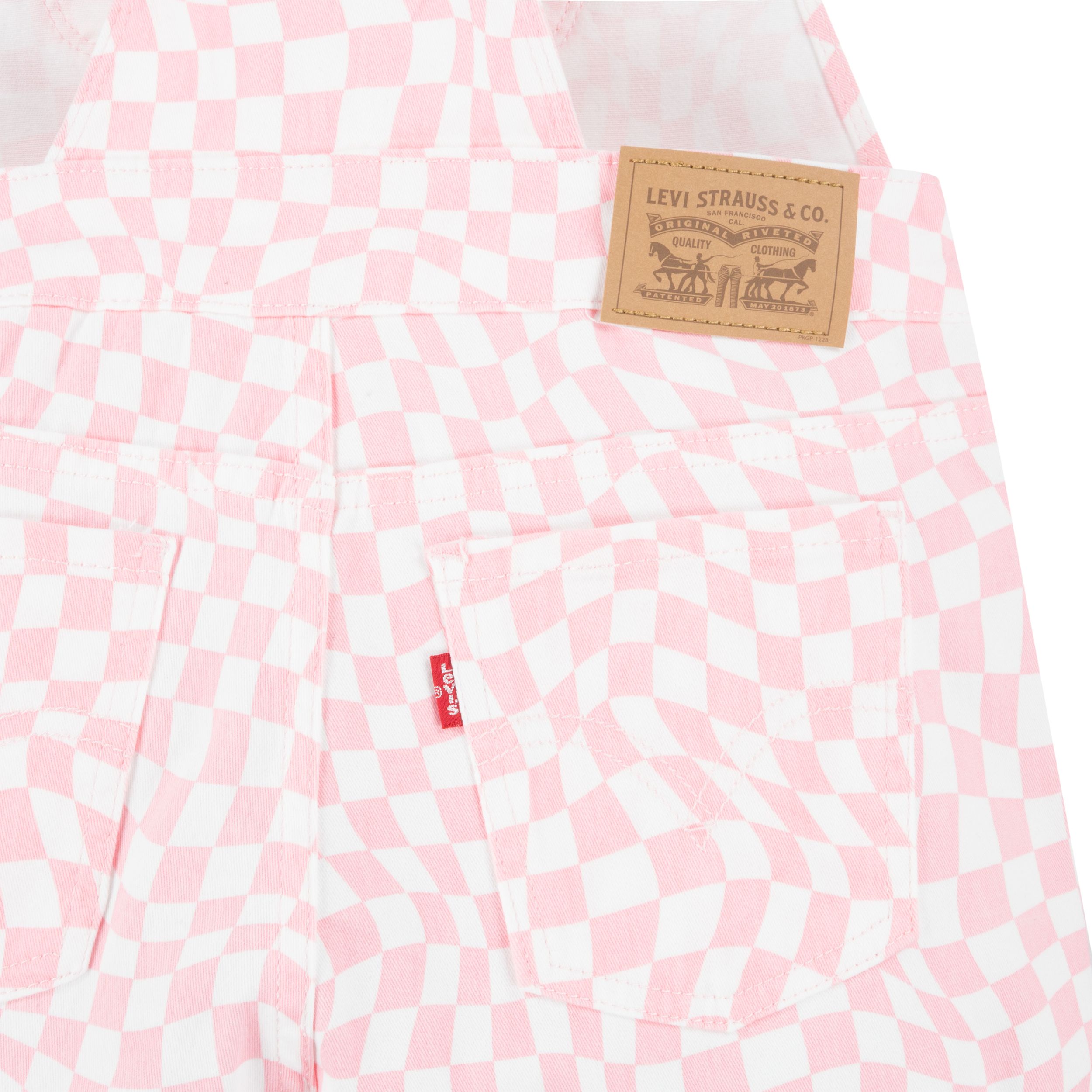 Levi's Kids' Pink Checkered Denim Shortall