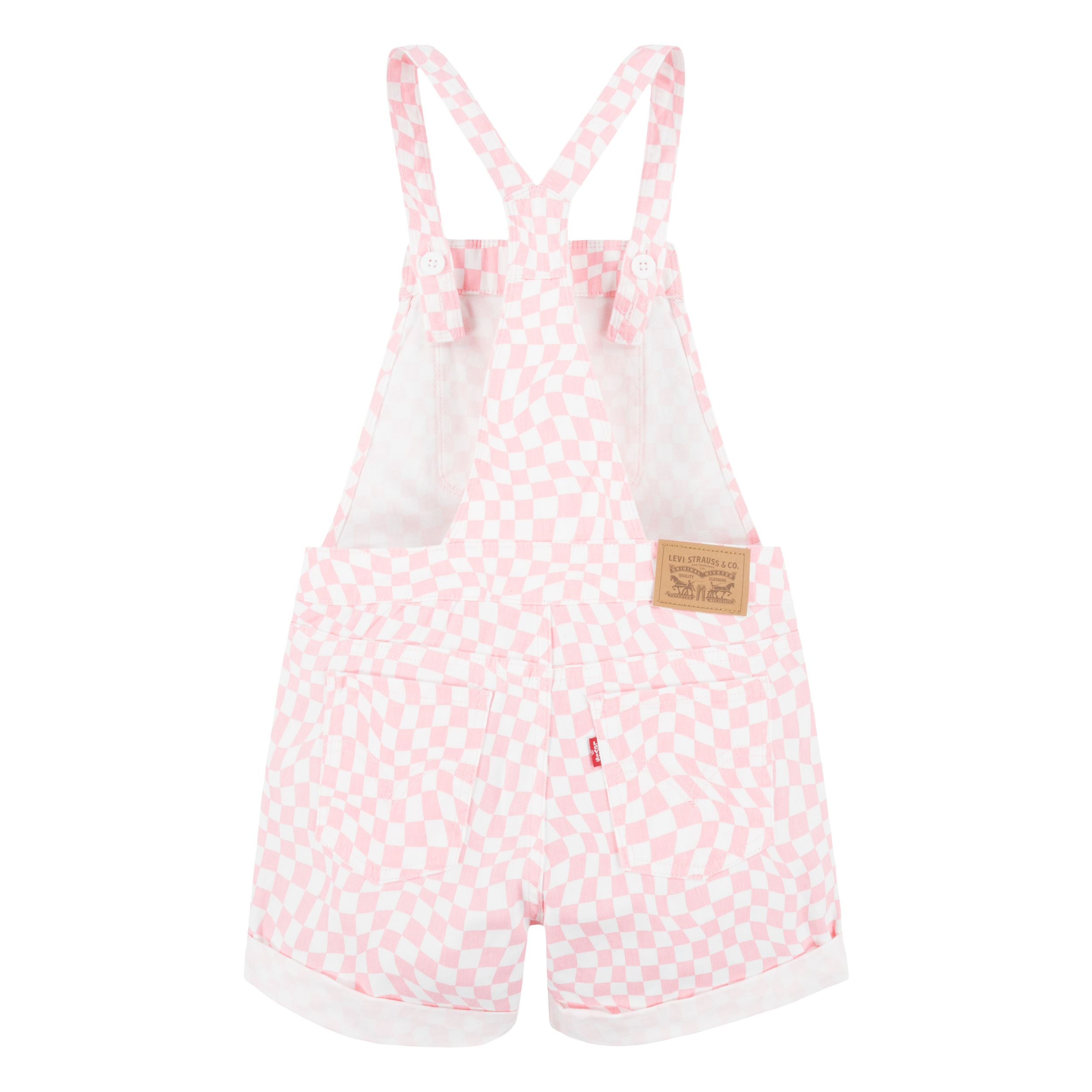 Levi's Kids' Pink Checkered Denim Shortall